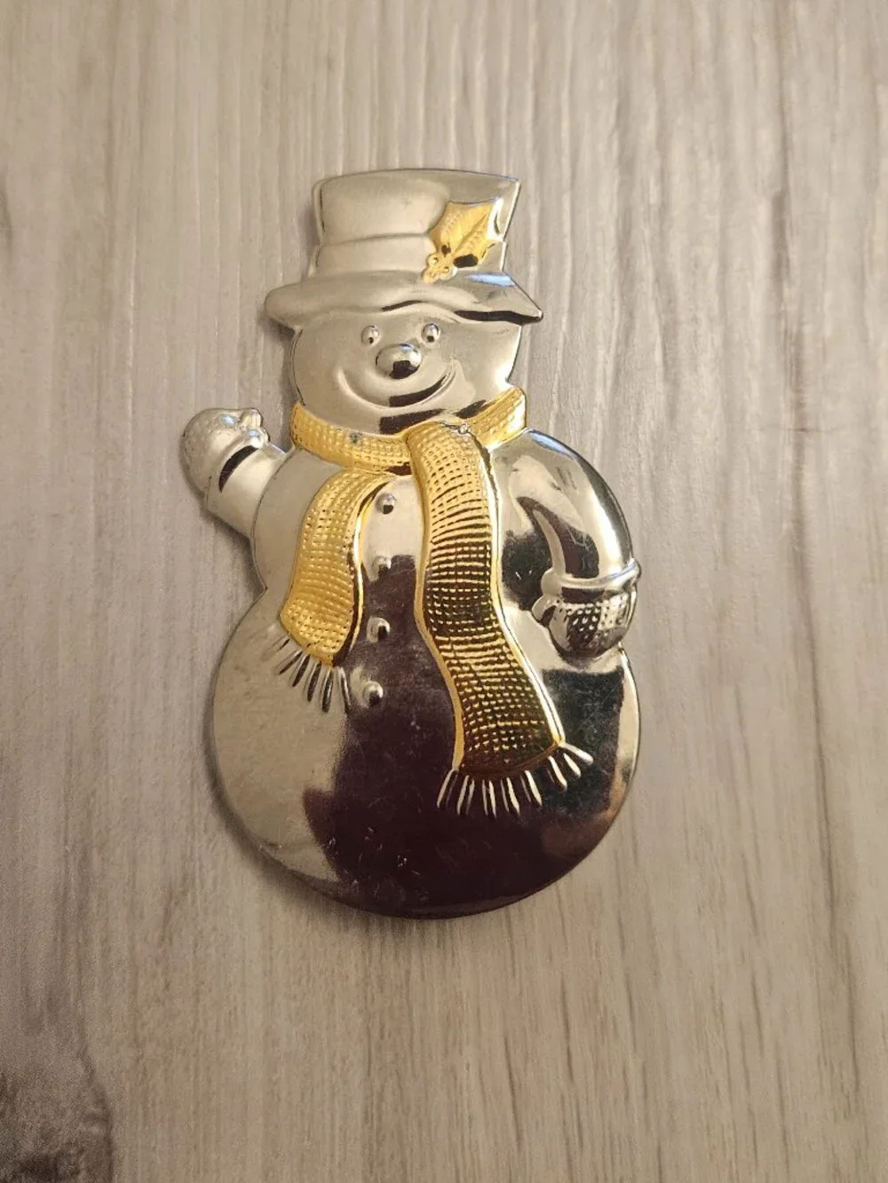 Vintage Hallmark Christmas two-tone gold and silver-plated snowman Brooch